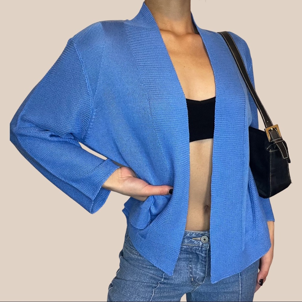 Blue knit cardigan